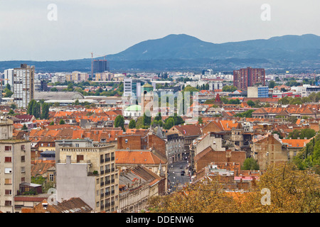 Hauptstadt von Kroatien Zagreb Westteil aerial panorama Stockfoto