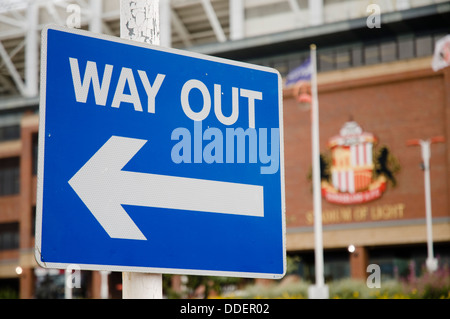 Einen Ausweg Zeichen außerhalb von Sunderland Stadium of Light Stockfoto