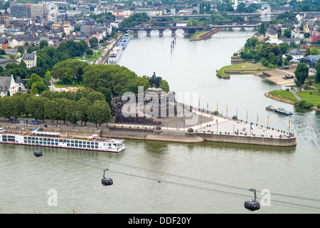 Koblenz, Deutschland, Rhein, Mosel, Rheinland, Rheinland-Pfalz, Stadt Panorama, Deutsches Eck Stockfoto