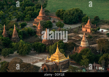 Aerial Scenic von Heißluft Ballon Bagan antiken Tempeln Myanmar Stockfoto