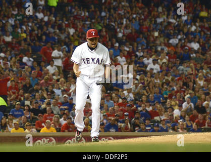 Yu Darvish (Rangers), 30. August 2013 - MLB: Yu Darvish der Texas Rangers feiert während der Major League Baseball Spiel gegen die Minnesota Twins bei Rangers Ballpark in Arlington in Arlington, Texas, Vereinigte Staaten von Amerika. (Foto: AFLO) Stockfoto