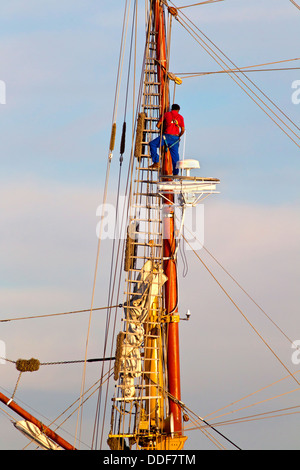 Niederländische Großsegler angedockten Kai Port River alten Segelboote Yachten historische Replica Repliken Port Adelaide South Australia Fisch Stockfoto