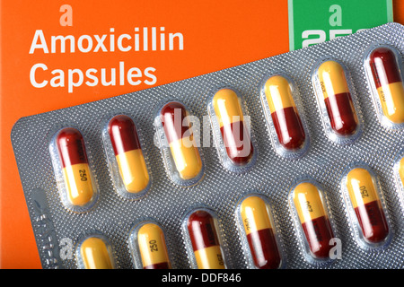 Amoxicillin Antibiotika Kapseln, Tabletten, Pillen Stockfoto