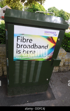 Glasfaser Breitband, BT-Service ist hier unterzeichnen auf Austausch-Box, UK Stockfoto