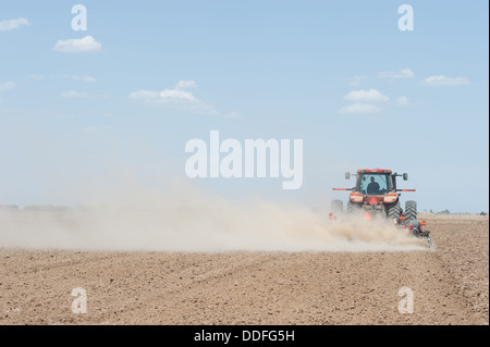 Traktor Pflügen im Feld Maricopa, Arizona Stockfoto