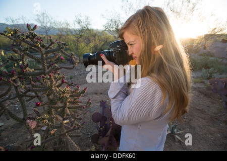 Tucson AZ - Fotograf In Wüste Stockfoto