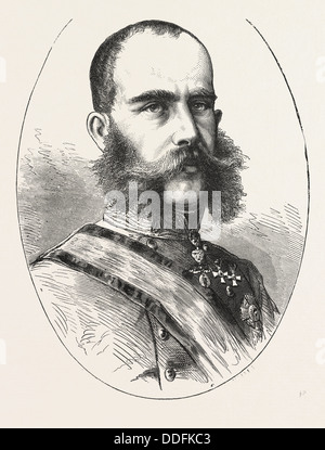 SEINE MAJESTÄT FRANZ JOSEPH ODER FRANZ JOSEPH, 1830-1916, KAISER VON ÖSTERREICH, GRAVUR 1876 Stockfoto