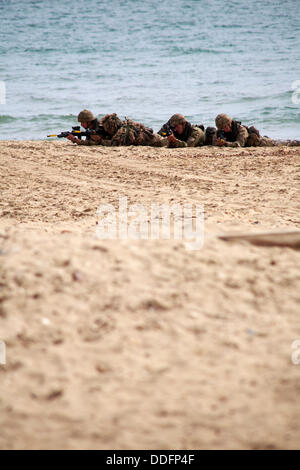 Bournemouth, UK Sonntag, 1. September 2013. Menschen Sie der letzte Tag des Bournemouth Air Festival 2013 mit einer berichteten über 1,5 Millionen an der viertägigen Veranstaltung, geholfen durch das warme sonnige Wetter. Strand Angriff © Carolyn Jenkins/Alamy Live-Nachrichten Stockfoto