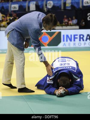 Rio De Janeiro, Brasilien. 31. August 2013. Tschechische Judo Lukas Krpalek auf dem Boden nach den Kampf zu verlieren, während der Judo-Weltmeisterschaft in Rio De Janeiro, Brasilien, 31. August 2013. © Martin Gregor/CTK Foto/Alamy Live-Nachrichten Stockfoto