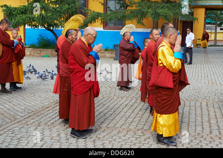 Mongolei, Ulan Bator, Gandan Kloster (Gandantegchinlen Khiid). Stockfoto