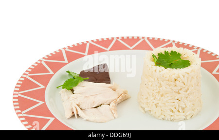 Das Gericht des Dampf-Huhn mit Reis (Hainan-Huhn) Stockfoto