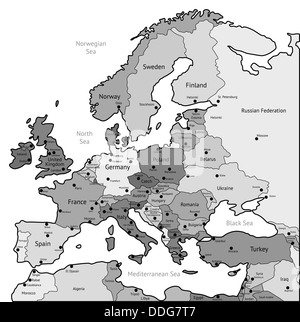 Europakarte der grauen Farben. Stockfoto