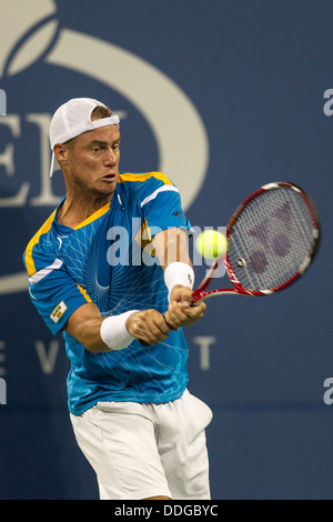 Lleyton Hewitt (AUS) im Wettbewerb um die 2013 US Open Tennis Championships. Stockfoto