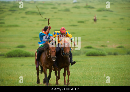 Mongolei, Ovorkhangai Provinz, Burd, das Naadam-fest, Pferde Rennen Stockfoto