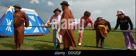 Mongolei, Ovorkhangai Provinz, Burd, das Naadam-fest, wrestling Turnier Stockfoto