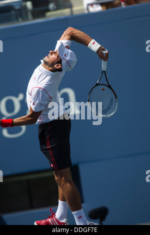 Novak Djokovic (SRB) im Wettbewerb um die 2013 US Open Tennis Championships. Stockfoto