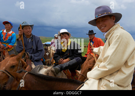 Mongolei, Ovorkhangai Provinz, Burd, das Naadam-fest, Pferde Rennen Stockfoto