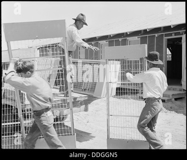 Poston, Arizona. Standort Nr. 1. Apachen unterstützen, bei der die Entladung der Betten für evakuierte von Jap... 536127 Stockfoto