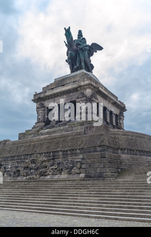 Statue von Kaiser Wilhelm i., Deutsches Eck, Koblenz, Deutschland Stockfoto