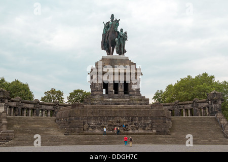 Statue von Kaiser Wilhelm i., Deutsches Eck, Koblenz, Deutschland Stockfoto