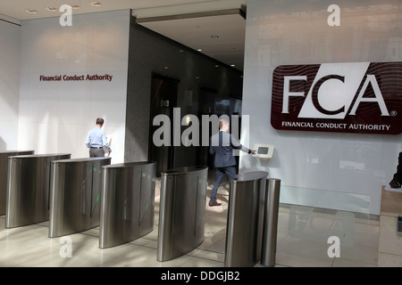 Büros der FCA, Financial Conduct Authority in Canary Wharf, London (ehemals FSA). Stockfoto