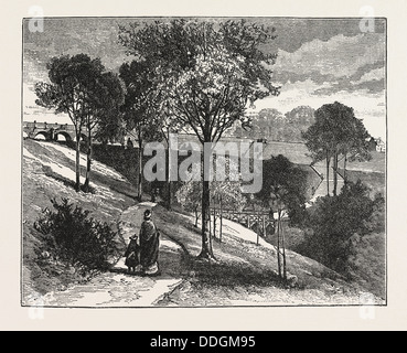 TERRASSEN IN BEAUMONT PARK, HUDDERSFIELD, UK, 1883 Stockfoto