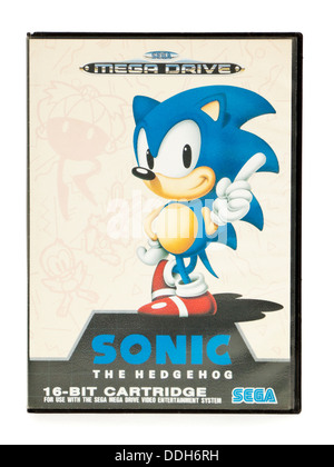 Jahrgang 1990 Sega Mega Drive "Sonic the Hedgehog" Videospiel Stockfoto