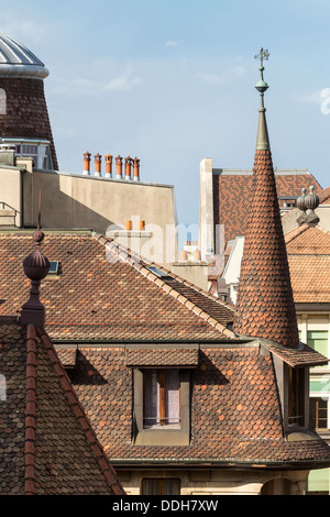 Blick über die Dächer der Altstadt, Genf, Schweiz Stockfoto