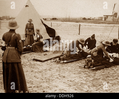 Die First Aid Nursing Yeomanry hinter der Front im 1. Weltkrieg Stockfoto