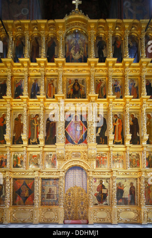 Ikonostase, Kathedrale unserer Dame von Smolensk, Nowodewitschi Monastyr oder neue Nowodewitschi-Kloster Stockfoto