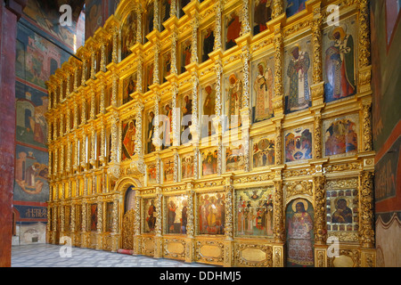 Ikonostase, Kathedrale unserer Dame von Smolensk, Nowodewitschi Monastyr oder neue Nowodewitschi-Kloster Stockfoto