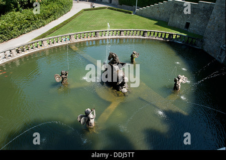 Pegasus-Brunnen, Villa Lante. Bagnaia. Viterbo-Bezirk. Lazio Rom. Italien Stockfoto