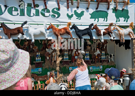 Werfen Sie einen Ball auf Milch Kegel Spiel Great Yorkshire Show Im Sommer Harrogate North Yorkshire England Großbritannien GB Großbritannien Stockfoto