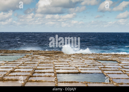 Salinen in Insel Gozo, Malta. Stockfoto