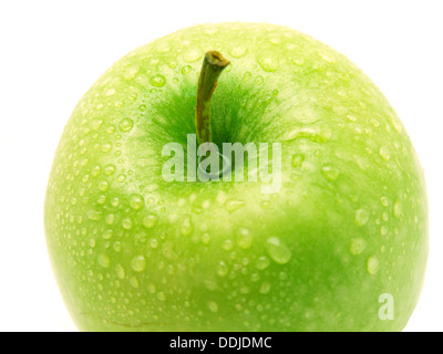 Grüner Apfel, isoliert auf weiss Stockfoto