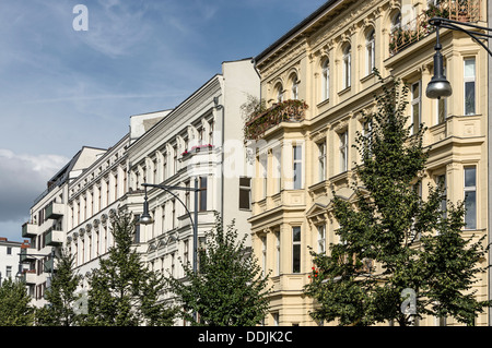 Restaurierte Häuser im Prenzlauer Berg, Berlin, Deutschland Stockfoto