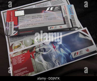 British GP FIA Grand Prix F1 Tickets von Silverstone England UK, NN12 8GX · Stockfoto