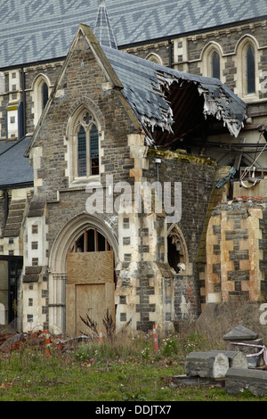 Cathedral Church of Christ, schwer beschädigt Erdbeben im Februar 2011, Cathedral Square, Christchurch, Neuseeland Stockfoto
