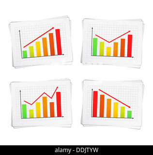 Verschiedene Diagramme mit Pfeilen Stockfoto