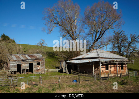 Verfallenes Bauernhaus in der Nähe von Lawrence, Otago, Südinsel, Neuseeland Stockfoto