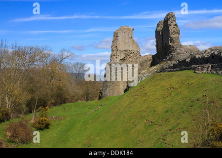 Ruinen der Burg von Montgomery, Montgomery, Powys, Wales. April. Stockfoto