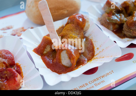 Probe-Verkostung Menü Mittagessen im Currywurst Museum in Berlin Deutschland Stockfoto