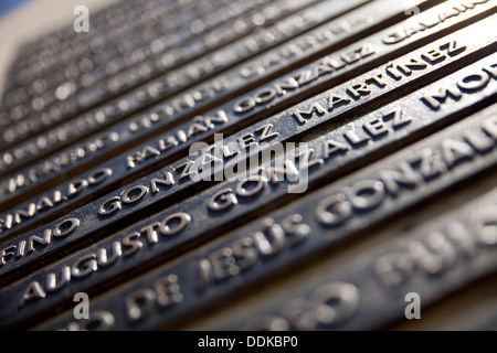 Denkmal mit den Namen der gefallenen im Museum in Playa Girón (Giron Strand), Bahia de Cochinos (Schweinebucht), Kuba Stockfoto