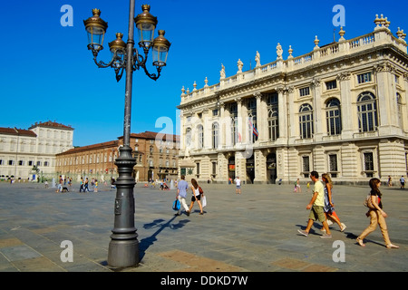 Italien, Piemont, Turin, Piazza Castello, Palazzo Madama / / Italien, Piemont, Turin, Piazza Castello, Palazzo Madama Stockfoto