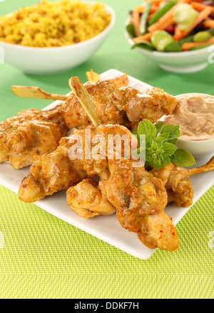 THAI CHICKEN SATAY / KEBABS Stockfoto