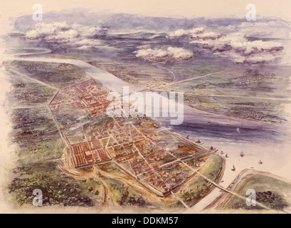 Luftaufnahme von Londinium (London) vom Nordwesten, c 2. Artist: Unbekannt Stockfoto