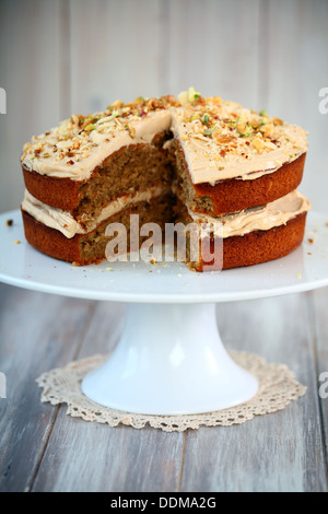 Walnuss-Kaffee-Kuchen Stockfoto