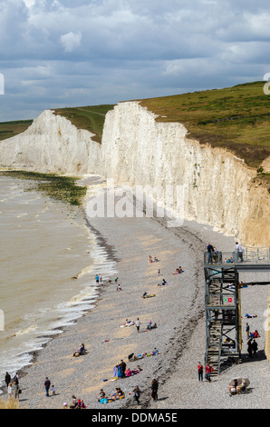 Birling Gap Strand und die sieben Schwestern Sussex Stockfoto