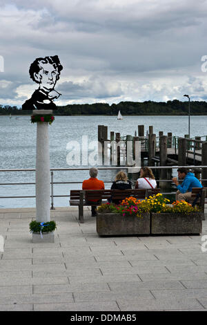 Denkmal von König Ludwig am Hafen Prien-Stock, unvailed auf den 25. August 2013, Chiemsee, Chiemgau, Upper Bavaria Germany Stockfoto