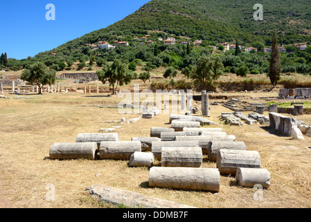 Die Ruinen im antiken Messene (Messenien), Peloponnes, Griechenland Stockfoto